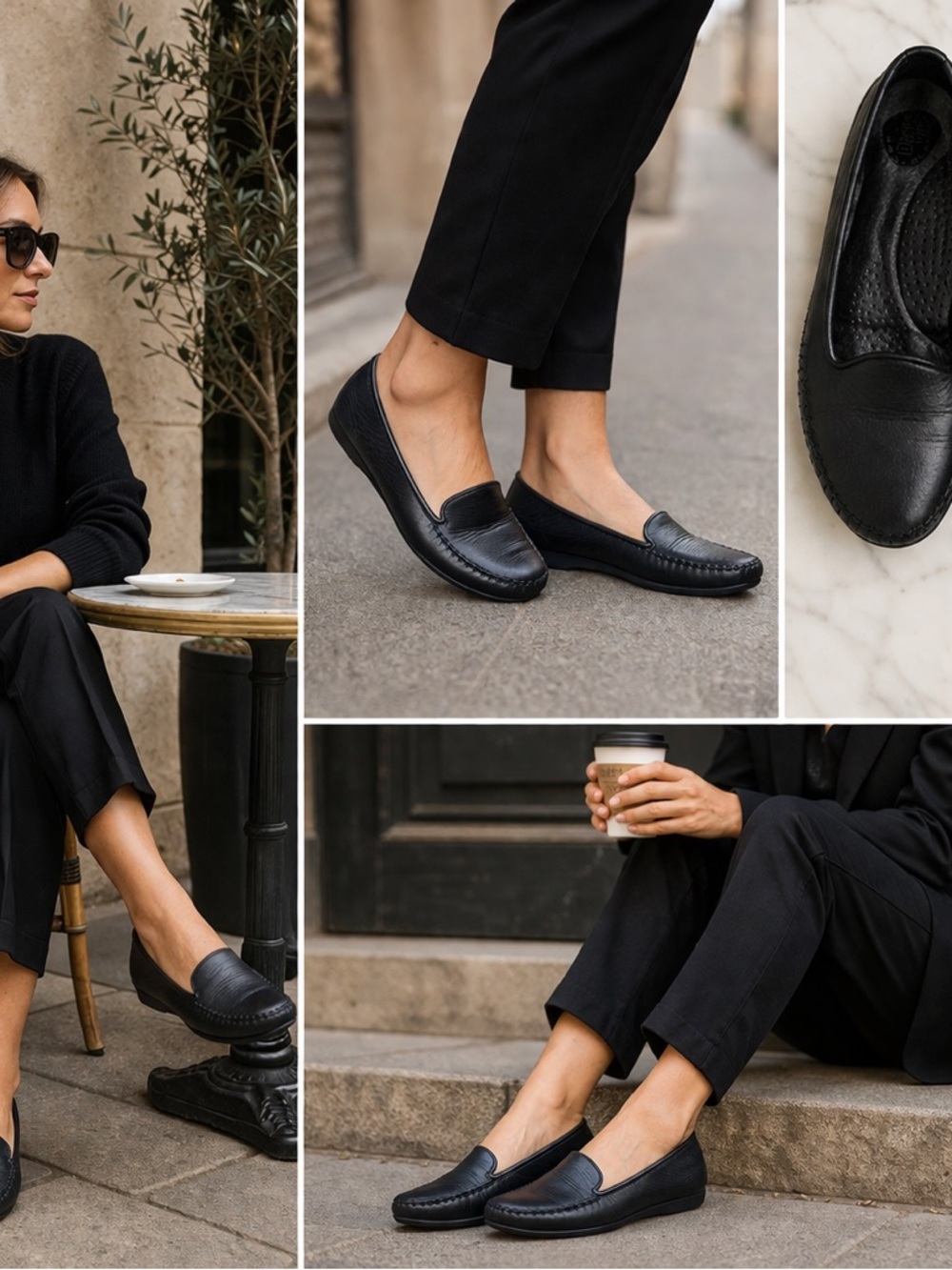 Dexter Comfort Collection Loafers Women 8N Black Leather Slip On Italy Flats USA